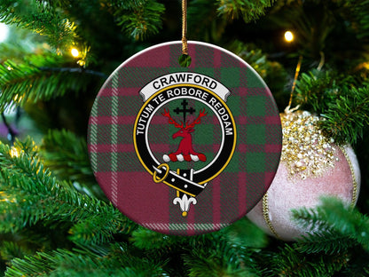 Physical Item Crawford Crest Tartans Background Christmas Tree Ornaments