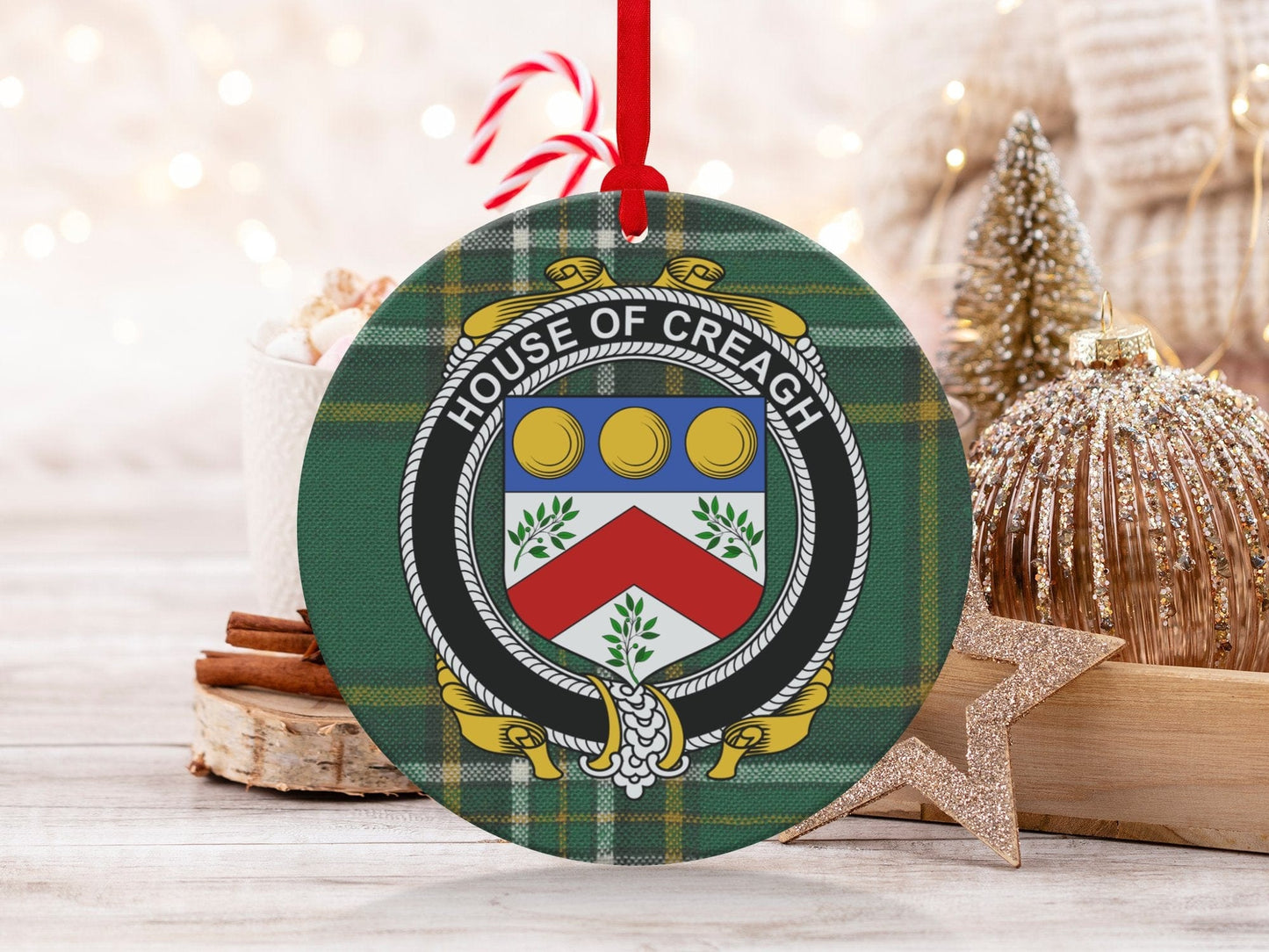 Physical Item Creagh Crest Irish tartan Christmas Ornament Decoration Ornaments