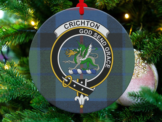 Physical Item Crichton Scottish Clan Crest Tartan Christmas Ornaments