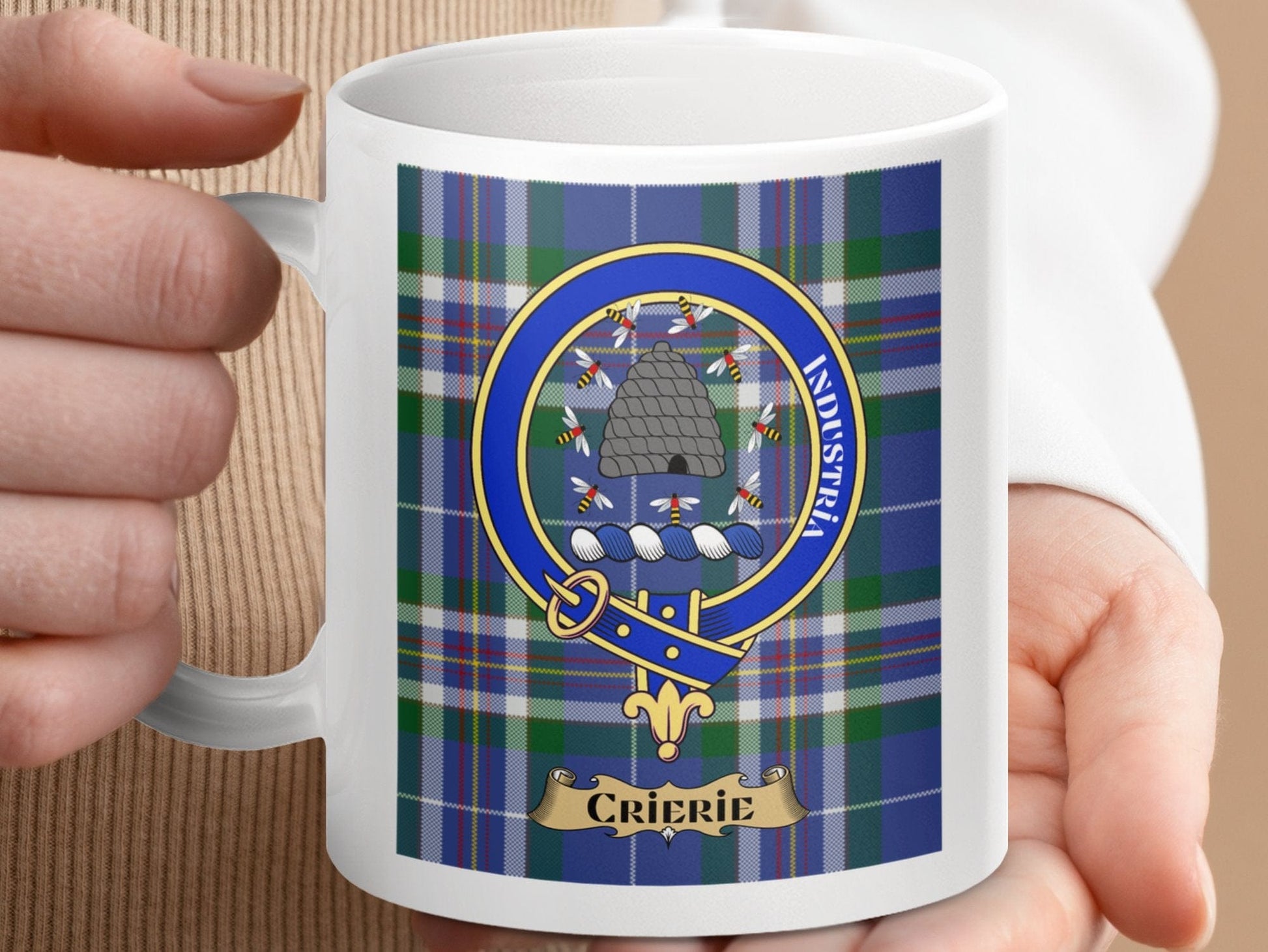 Physical Item Crierie Clan Traditional Scottish Tartan Crest Mug