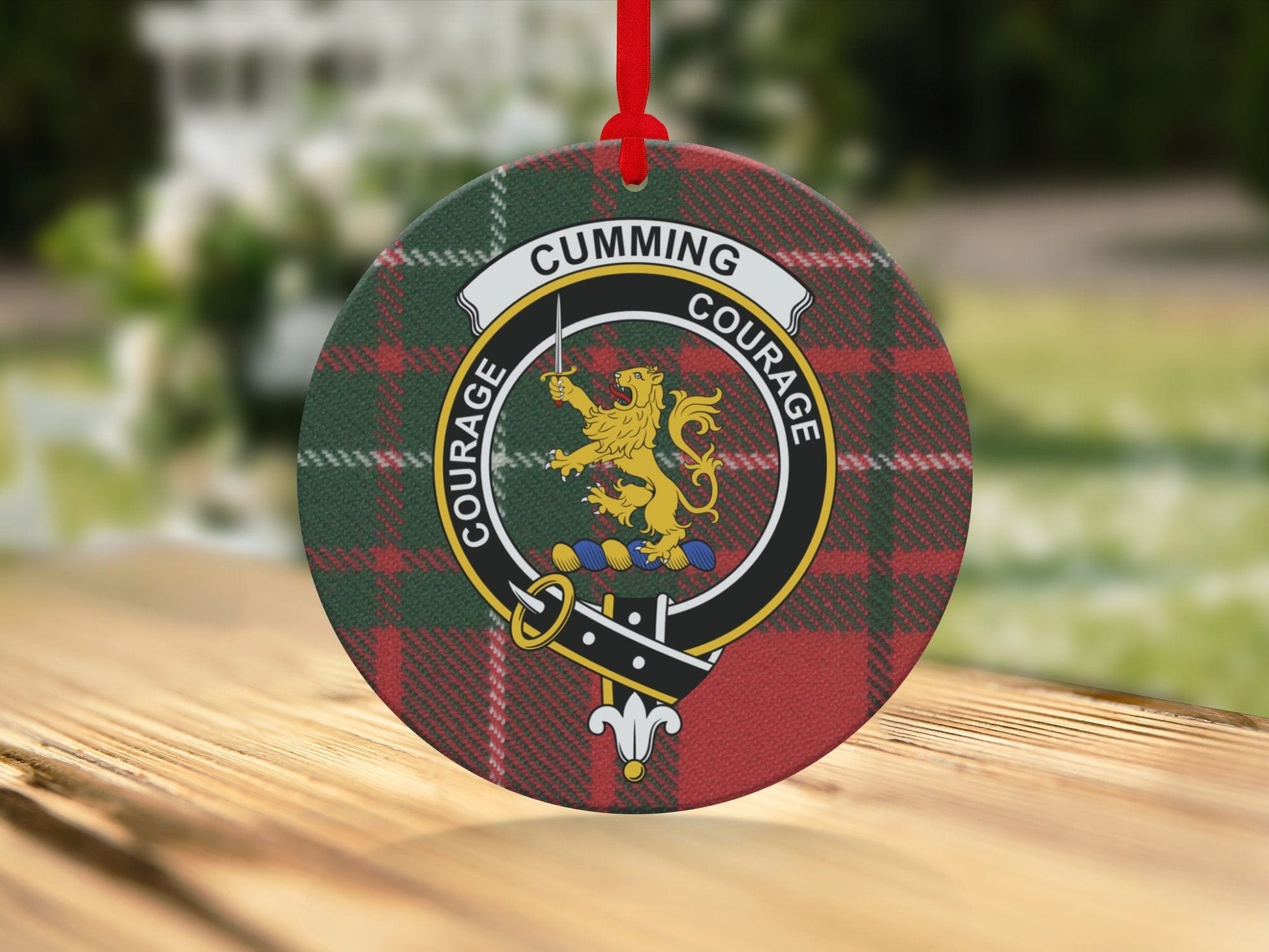 Physical Item Cumming Clan Crest Courage Christmas Tartan Ornaments