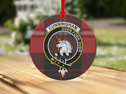 Physical Item Cunningham Scottish Clan Crest Tartan Background Ornaments