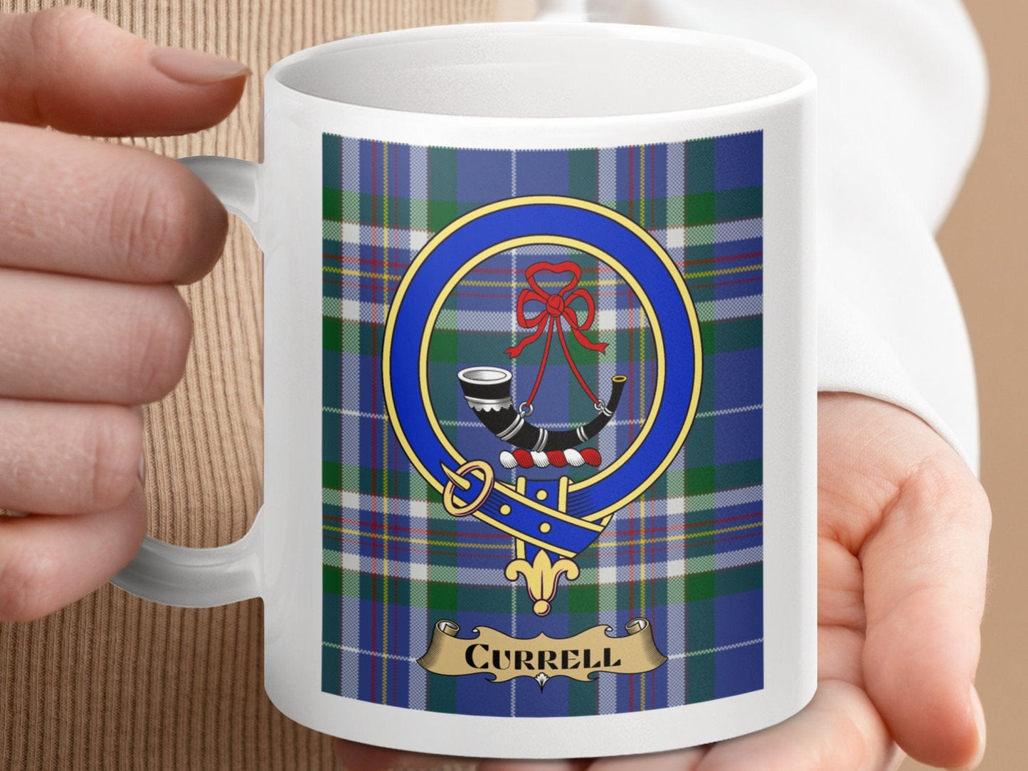 Physical Item Currell Clan Scottish Tartan Crest Mug