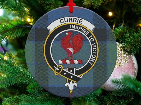 Physical Item Currie Clan Crest Tartan Christmas Ornaments