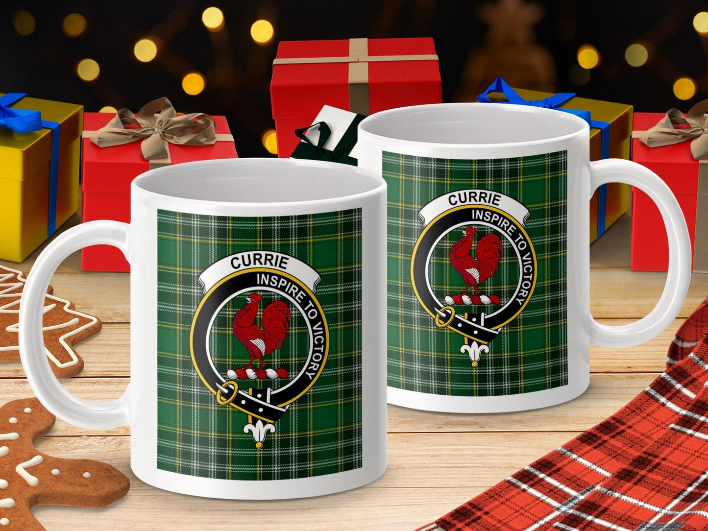 Physical Item Currie Clan Scottish Tartan Crest Mug