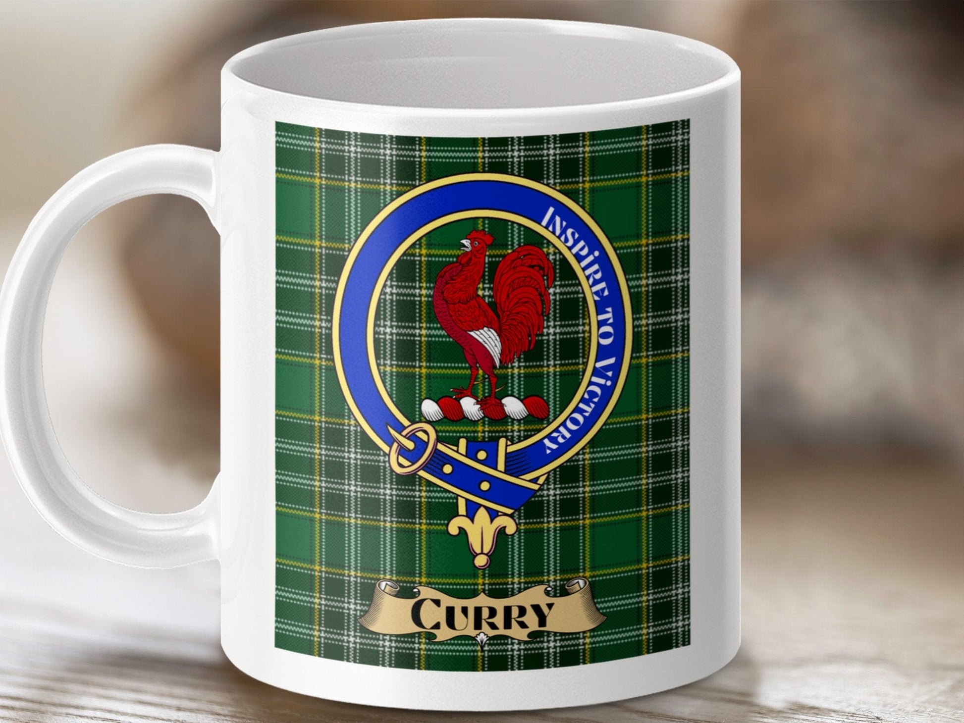 Physical Item Curry Clan Scottish Tartan Crest Mug