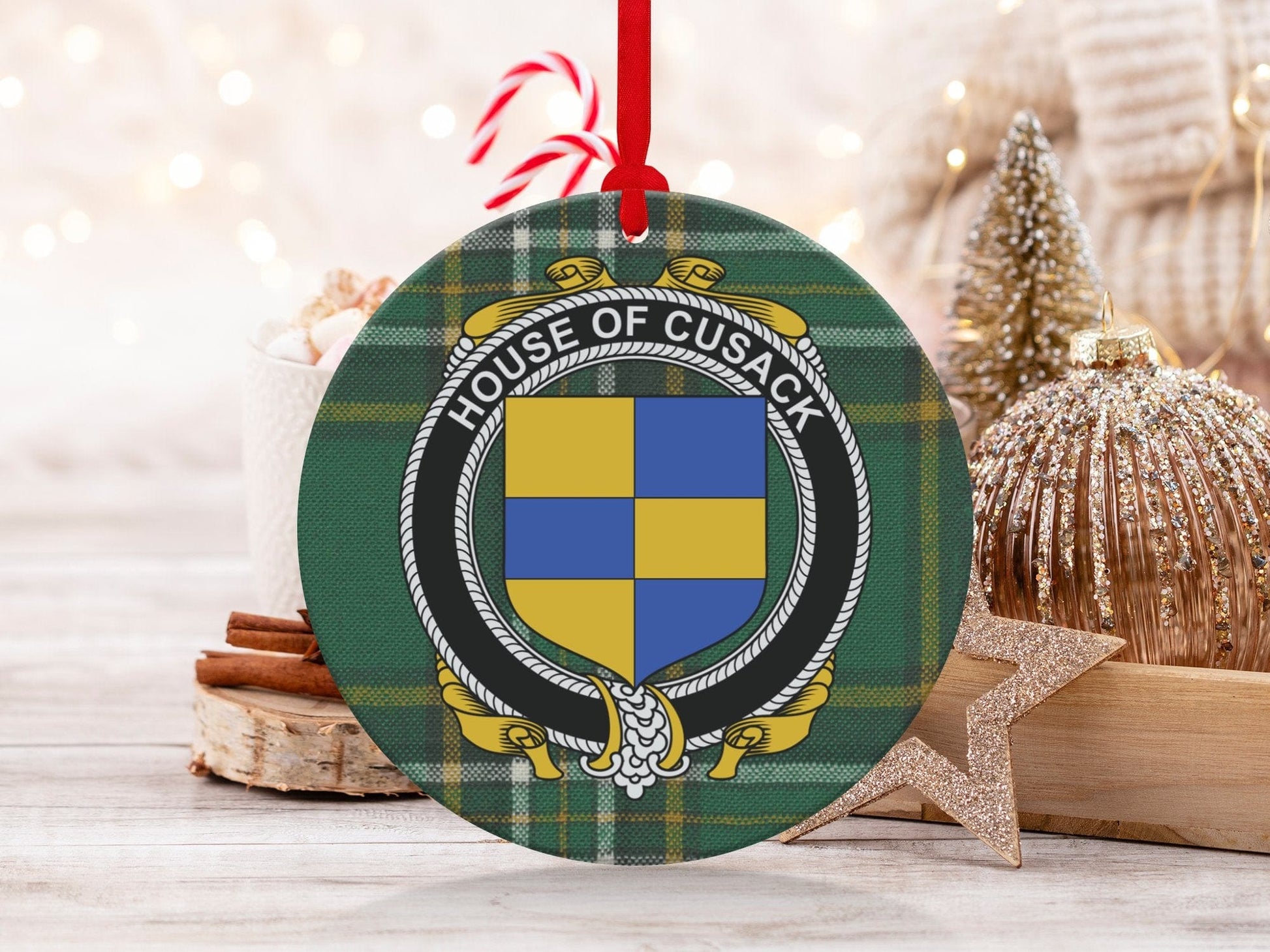 Physical Item Cusack Crest Irish tartan Christmas Ornament Decoration Ornaments