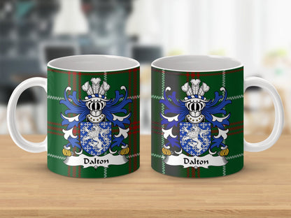 Physical Item Dalton Coat of Arms Welsh National Tartan Background Mug