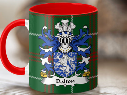 Physical Item Dalton Coat of Arms Welsh National Tartan Background Mug