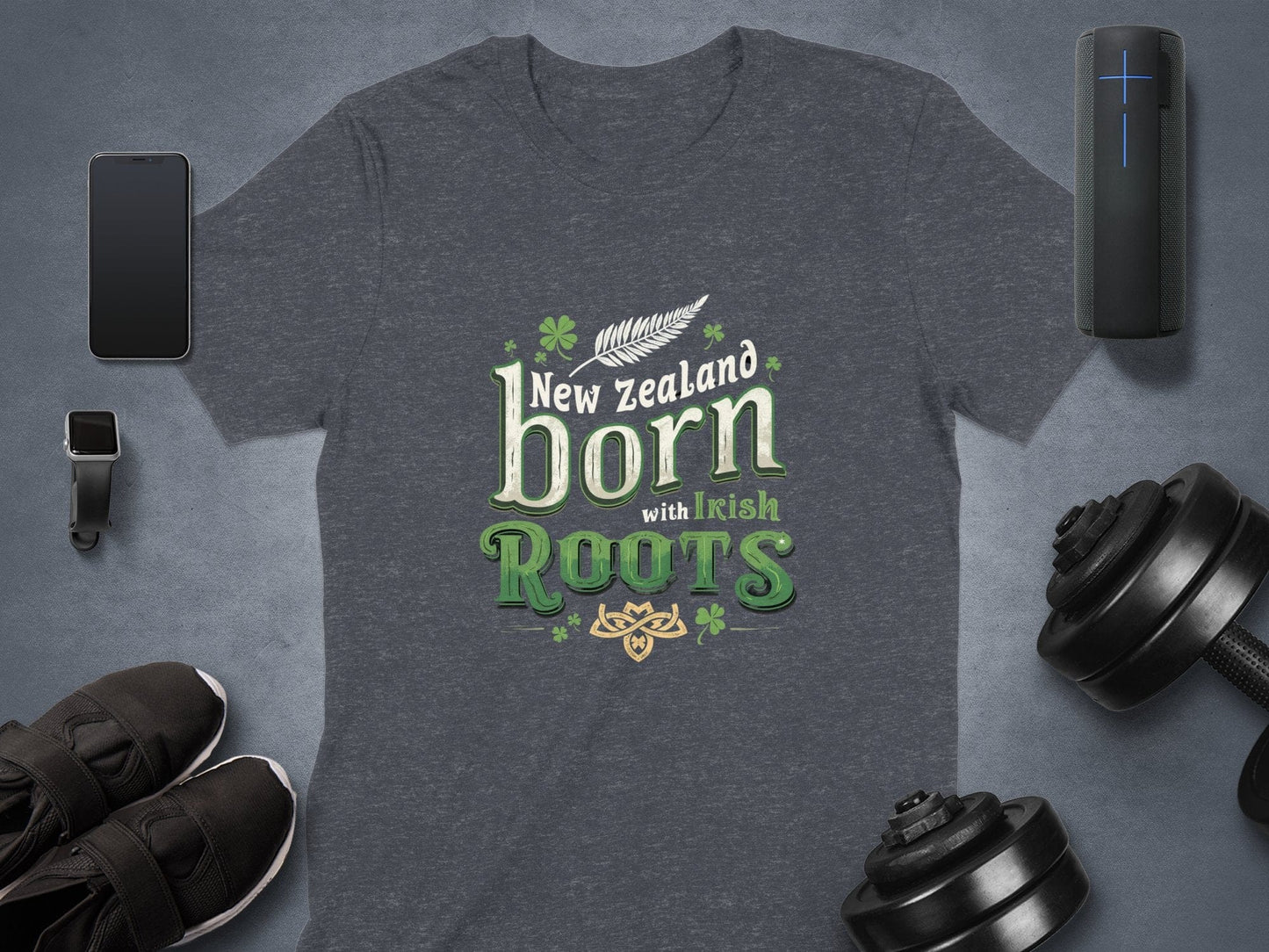 Physical Item Dark Heather / S New Zealand Born with Irish Roots Graphic T-Shirt