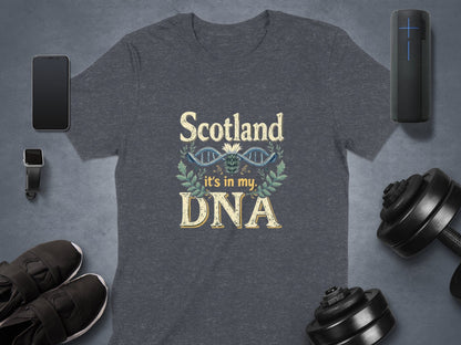 Physical Item Dark Heather / S Scotland It's In My DNA Thistle Design Graphic T-Shirt