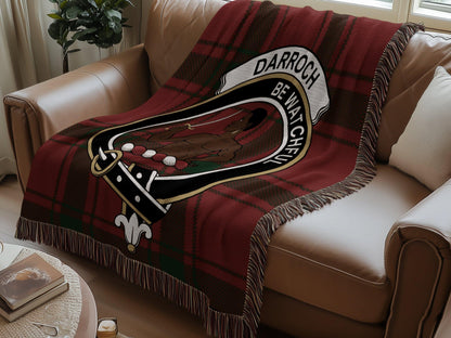 Physical Item Darroch Clan Crest Tartan Scottish Woven Blanket