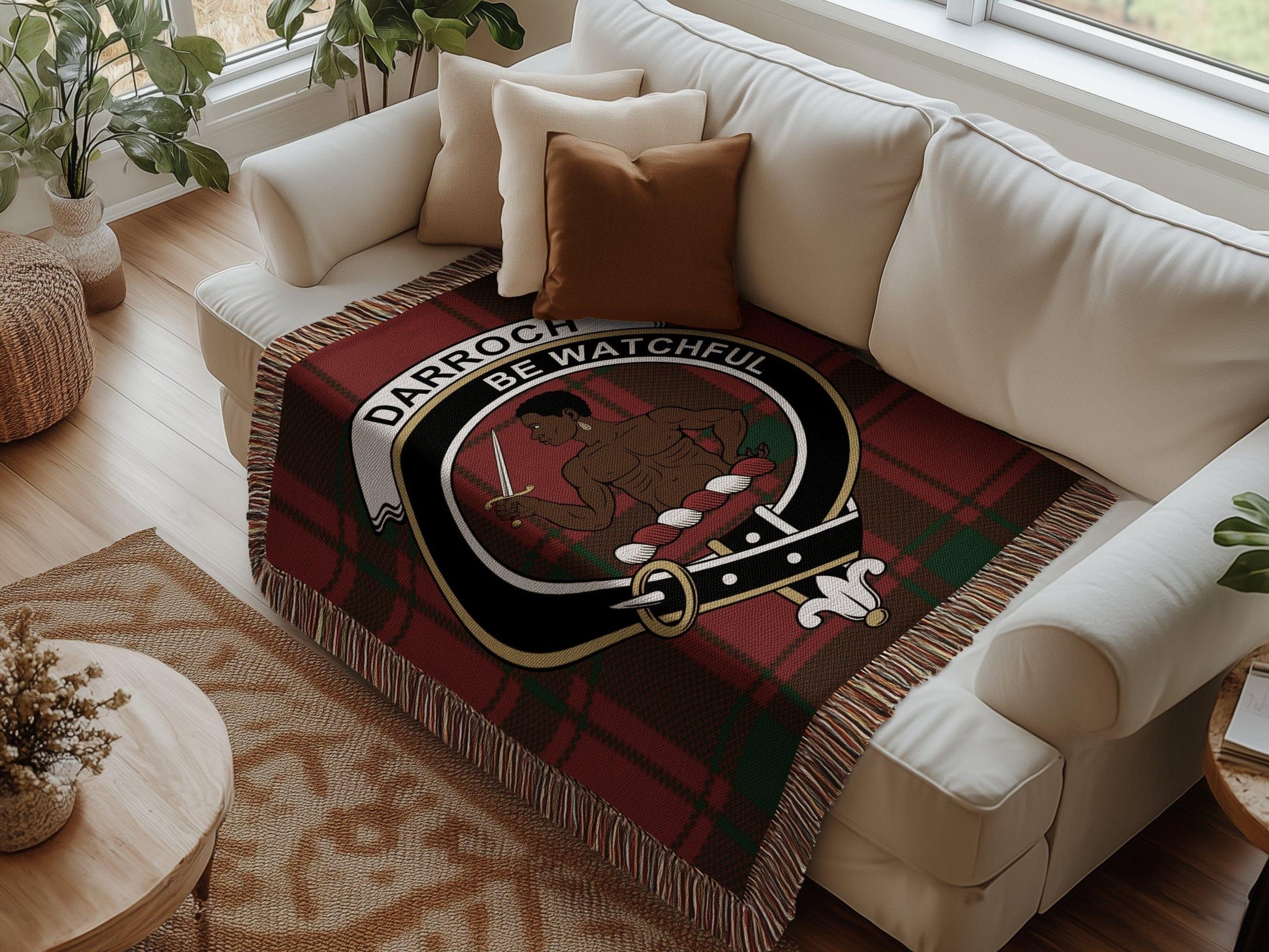 Physical Item Darroch Clan Crest Tartan Scottish Woven Blanket