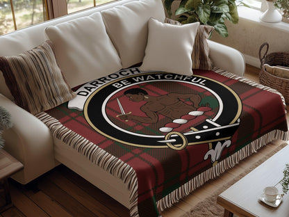 Physical Item Darroch Clan Crest Tartan Scottish Woven Blanket