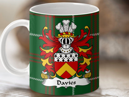 Physical Item Davies Welsh Surname Coat of Arms Tartan Design Mug