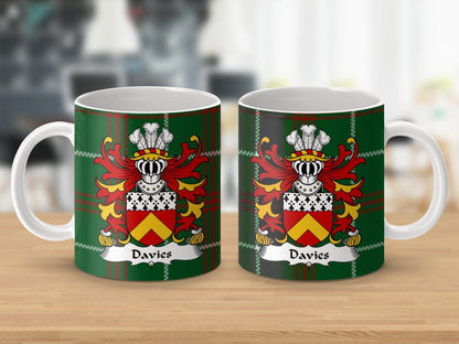 Physical Item Davies Welsh Surname Coat of Arms Tartan Design Mug