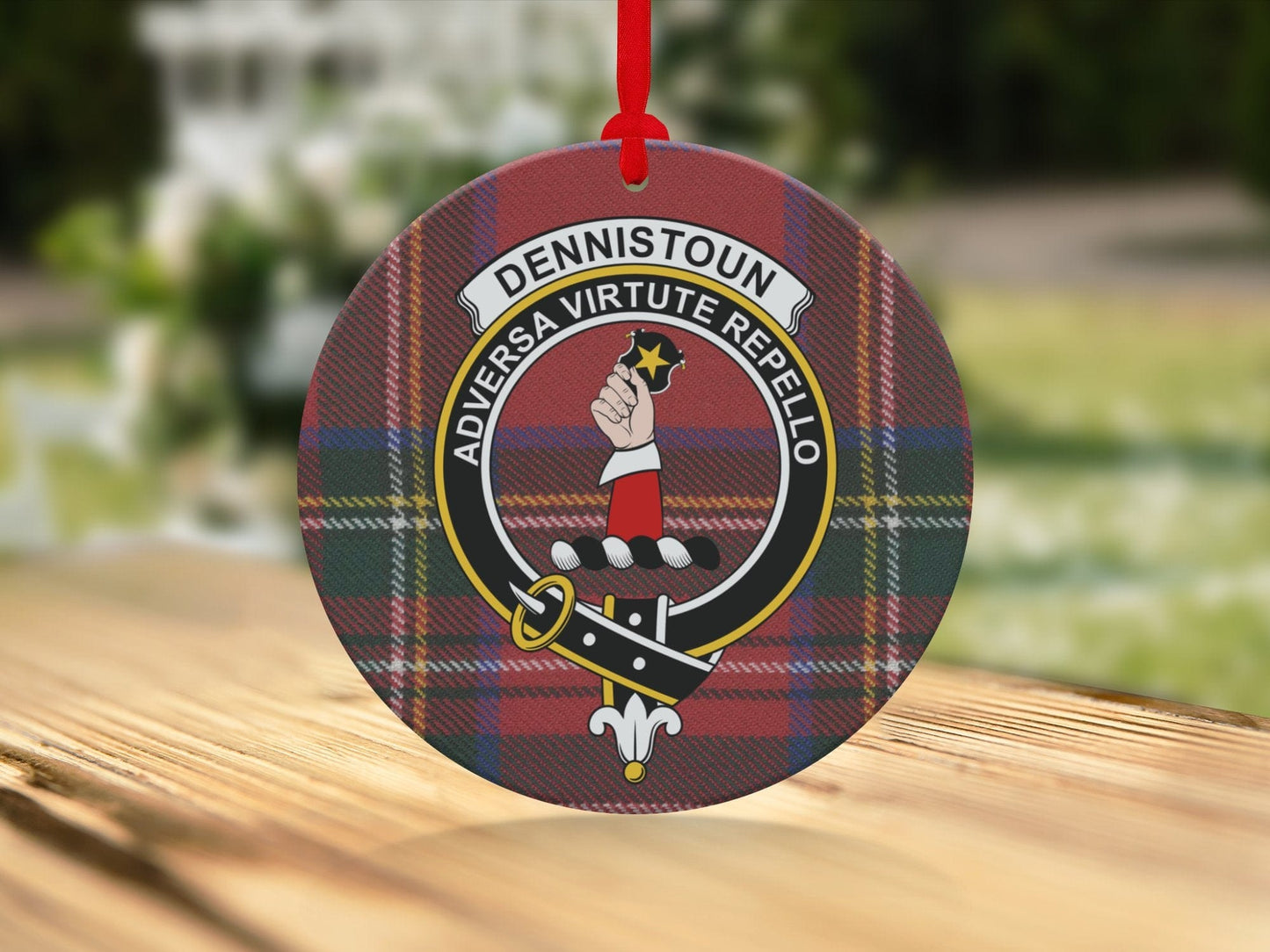 Physical Item Dennistoun Scottish Clan Crest Tartan Christmas Ornaments