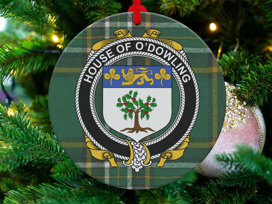 Physical Item Dowling Crest Irish tartan Christmas holiday tree Ornaments