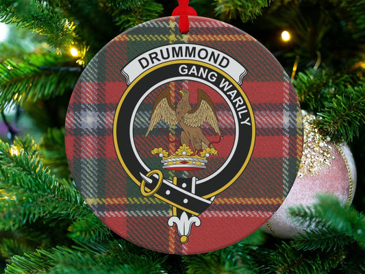 Physical Item Drummond Clan Crest Christmas Tartan Ornaments