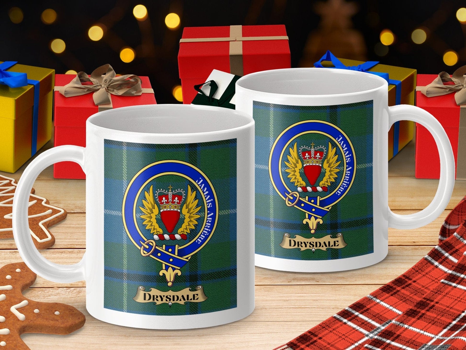 Physical Item Drysdale Clan Scottish Tartan Crest mug