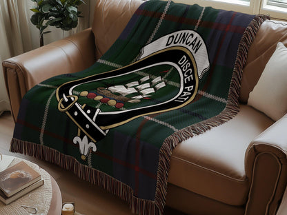 Physical Item Duncan Clan Crest Tartan Scottish Heritage Woven Blanket