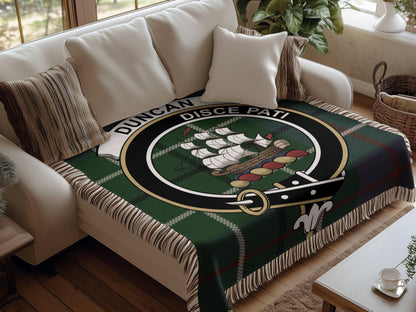 Physical Item Duncan Clan Crest Tartan Scottish Heritage Woven Blanket