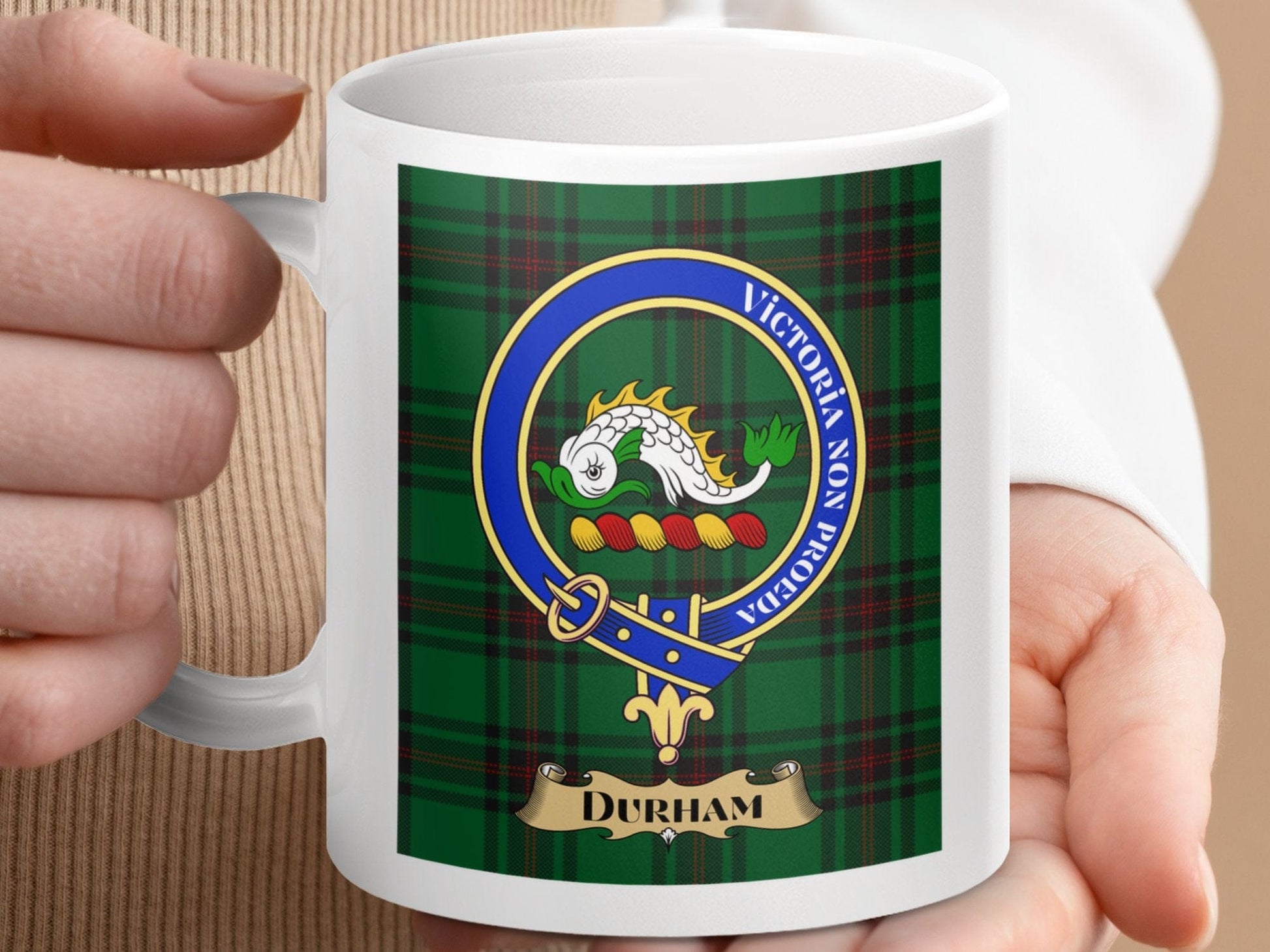 Physical Item Durham Clan Scottish Tartan Crest Mug