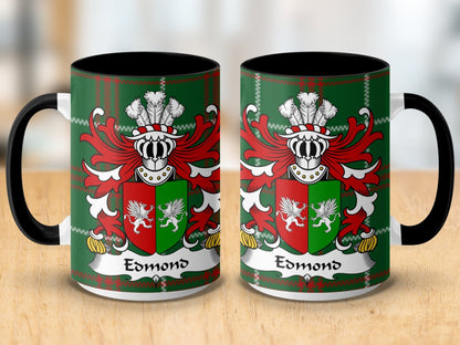 Physical Item Edmond Welsh Surname Coat of Arms Tartan Background Mug