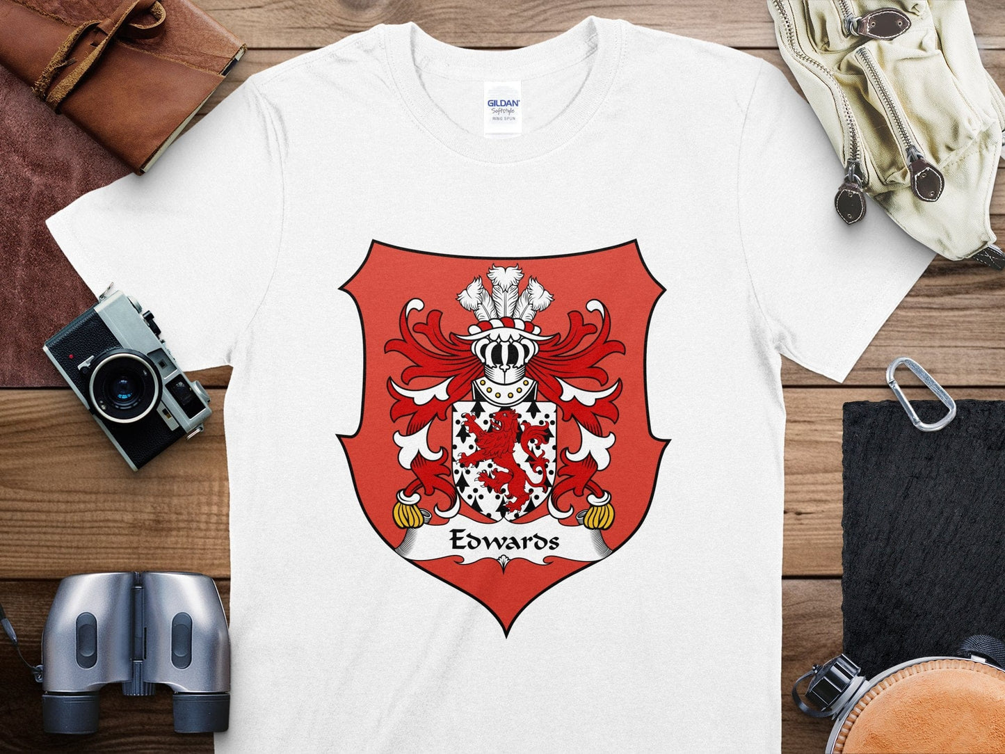 Physical Item Edwards Surname Coat of Arms Family Crest T-Shirt