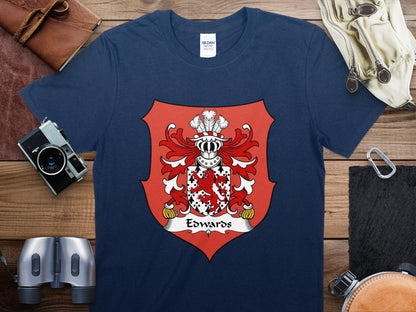 Physical Item Edwards Surname Coat of Arms Family Crest T-Shirt