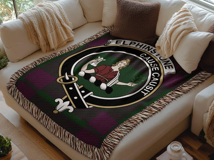 Physical Item Elphinstone Clan Crest Tartan Scottish Woven Blanket