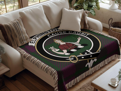 Physical Item Elphinstone Clan Crest Tartan Scottish Woven Blanket