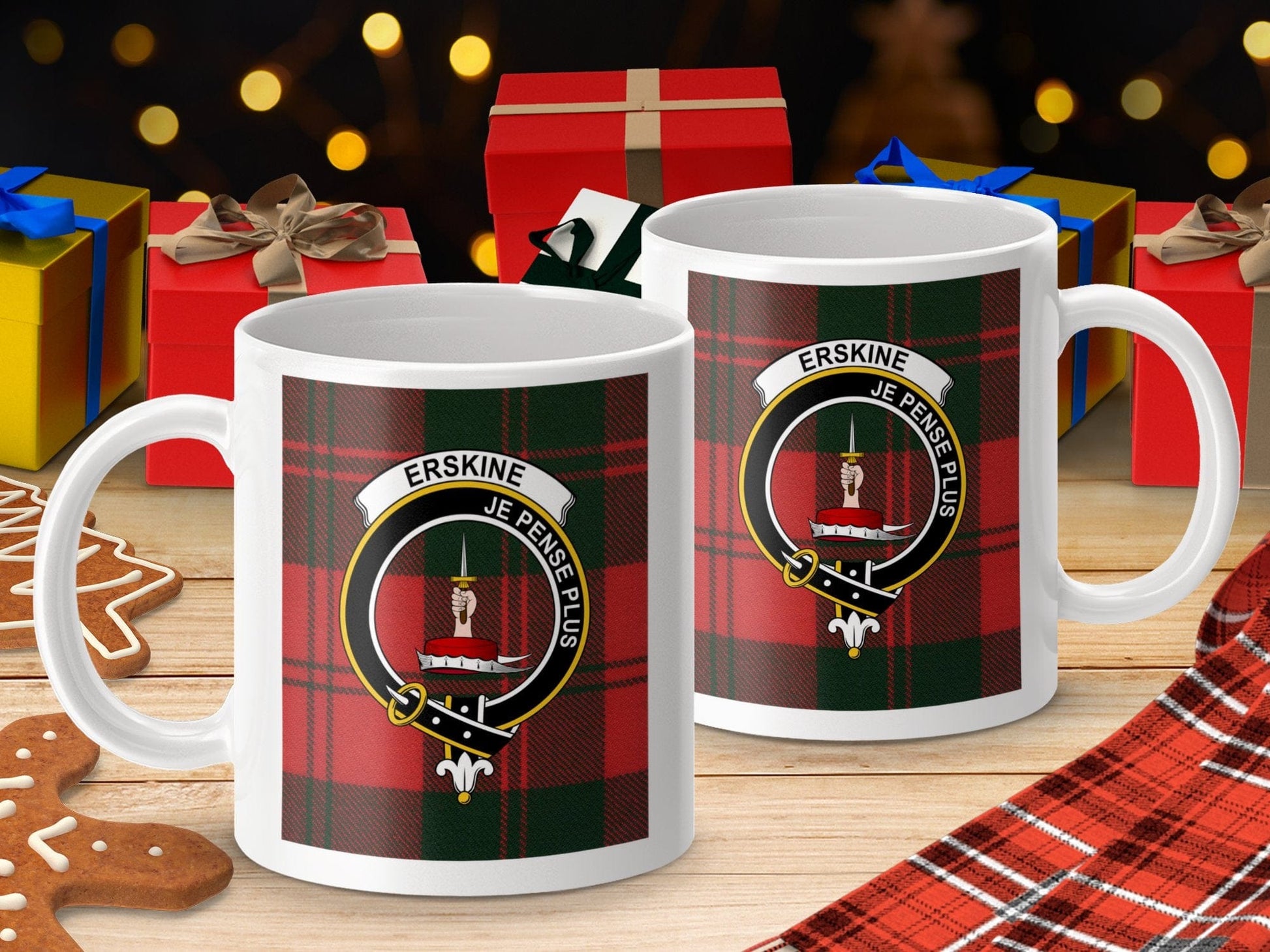 Physical Item Erskine Clan Scottish Tartan Crest Mug