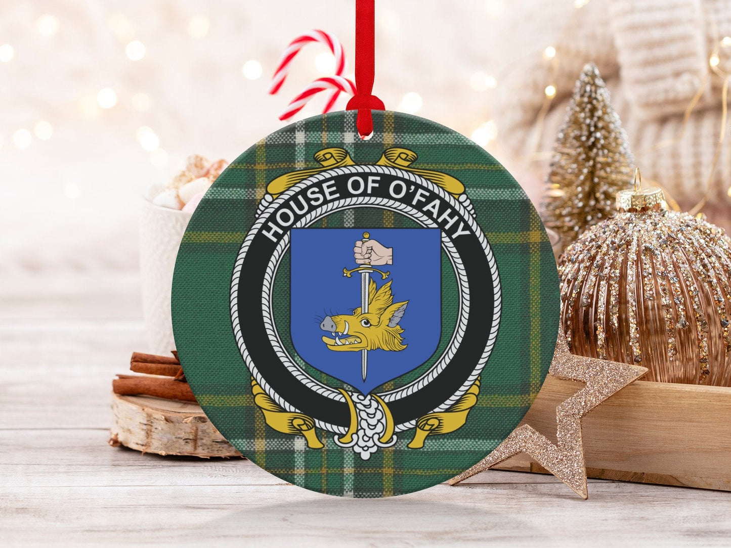 Physical Item Fahy Crest Irish Tartan Christmas Ornament Decoration