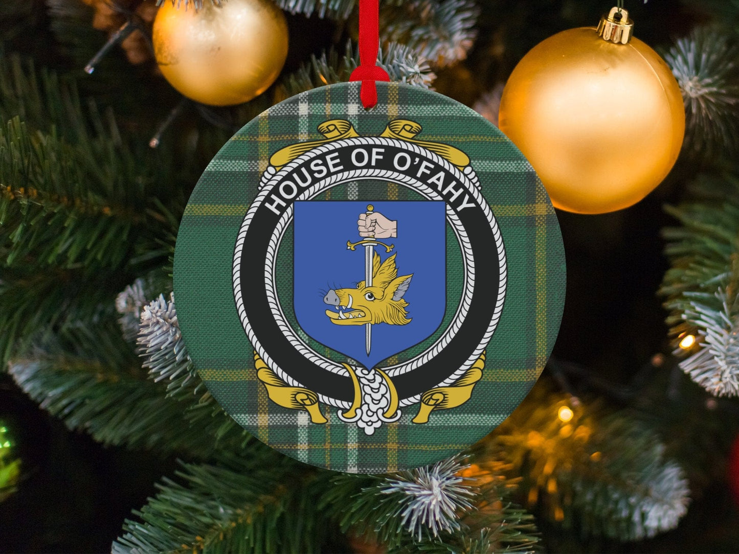 Physical Item Fahy Crest Irish Tartan Christmas Ornament Decoration