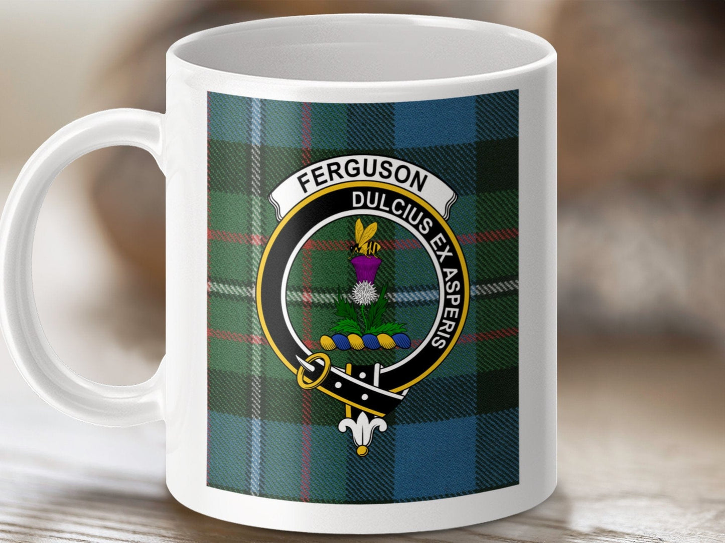 Physical Item Ferguson Clan Scottish Tartan Crest Mug