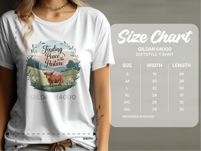 Physical Item Finding Peace in the Pasture Highland Cow T-Shirts