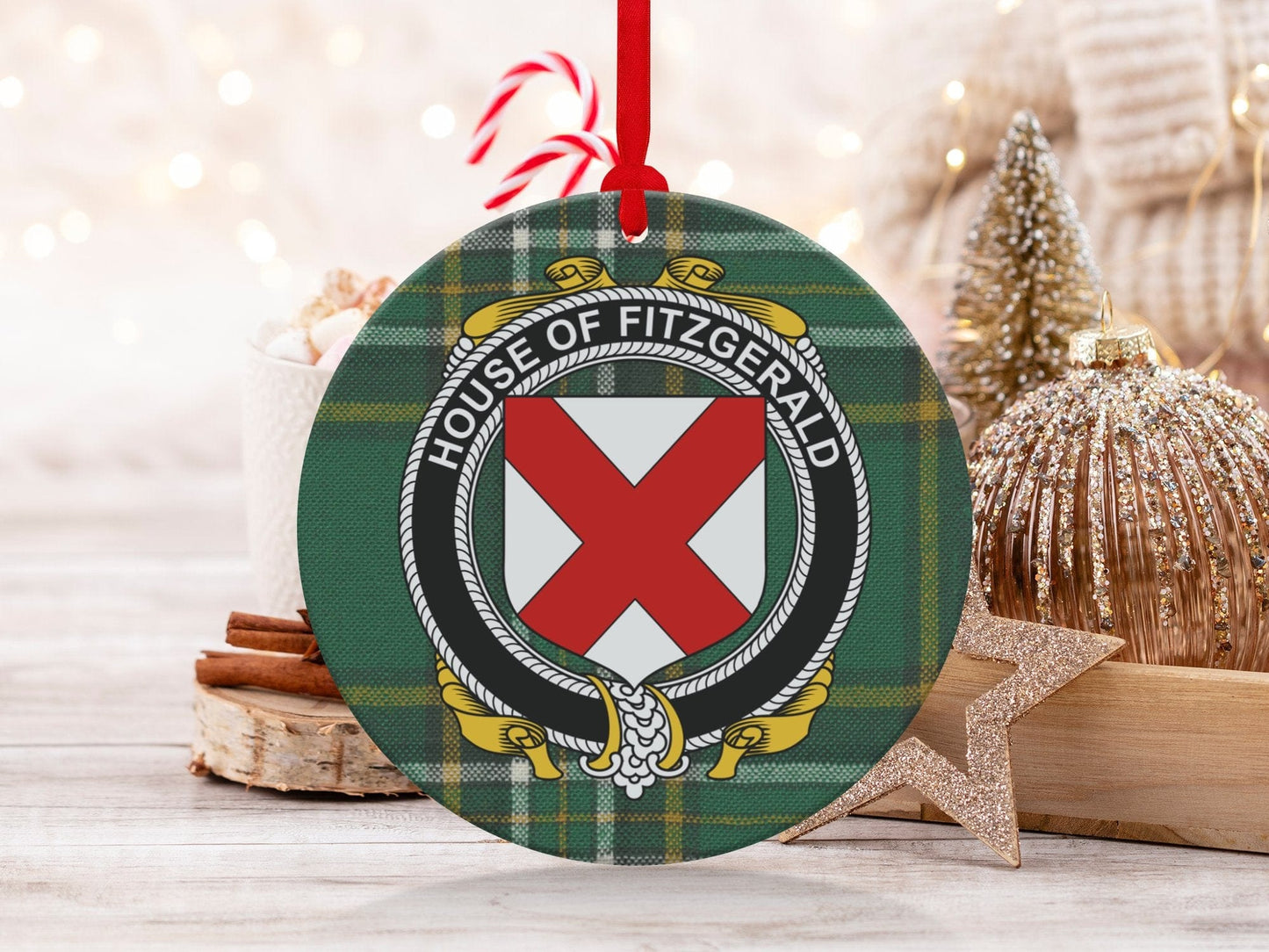 Physical Item Fitzgerald Crest Irish tartan Christmas Ornament Decoration Ornaments