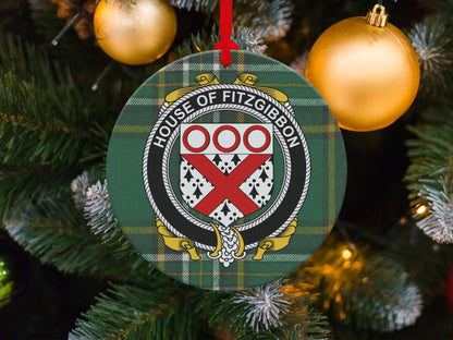 Physical Item Fitzgibbon Crest Irish tartan Christmas Ornament Decoration