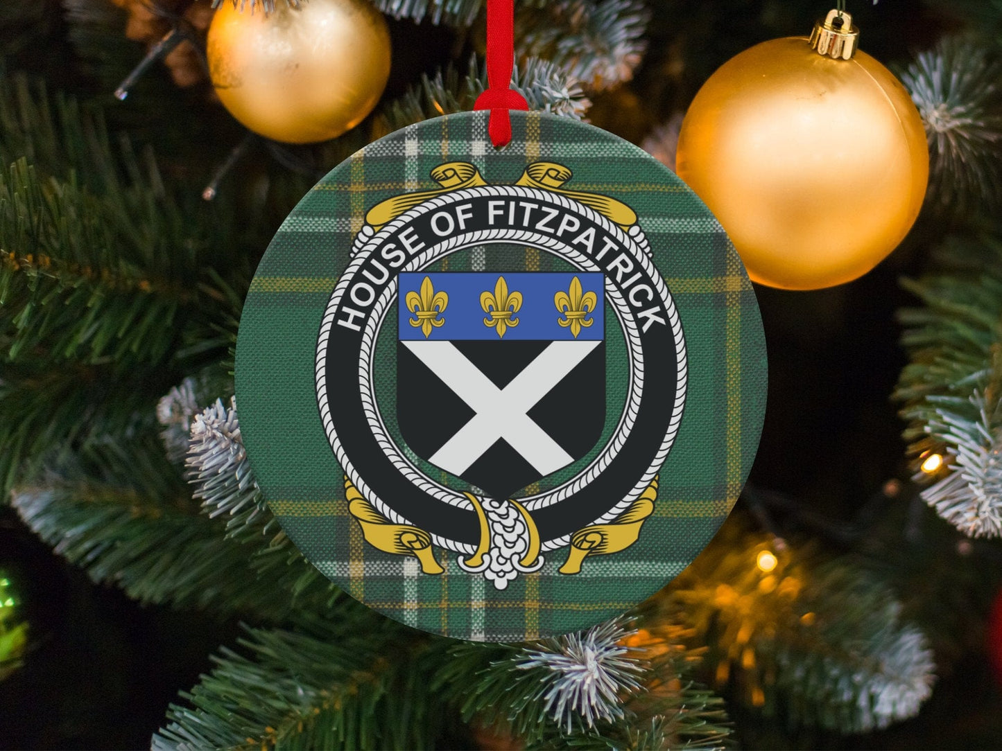 Physical Item Fitzpatrick Crest Irish tartan Christmas Ornament Decoration