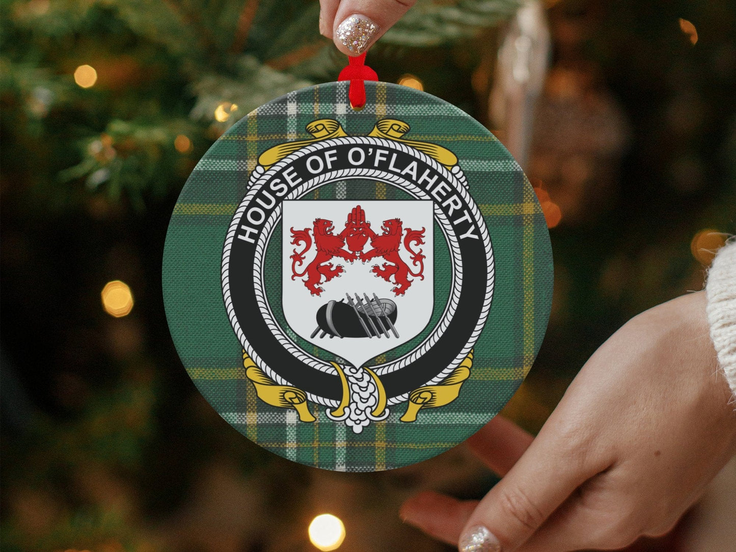 Physical Item Flaherty Crest Irish tartan Christmas Ornament Decoration