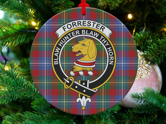 Physical Item Forrester Clan Crest Tartan Background Ornaments