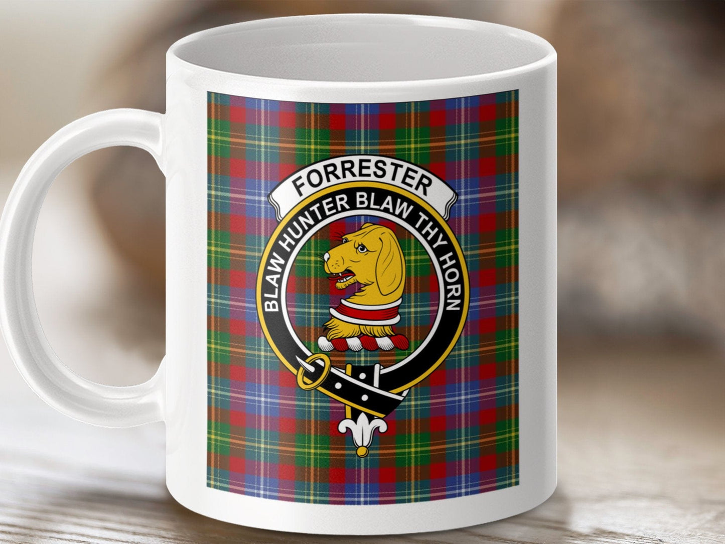 Physical Item Forrester Clan Scottish Tartan Crest Mug