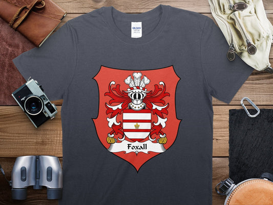 Physical Item Foxall Surname Coat of Arms Design Graphic T-Shirt