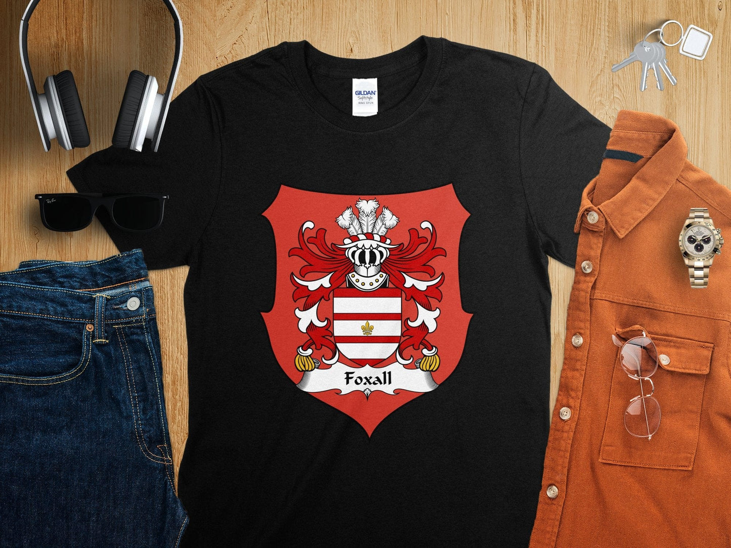 Physical Item Foxall Surname Coat of Arms Design Graphic T-Shirt