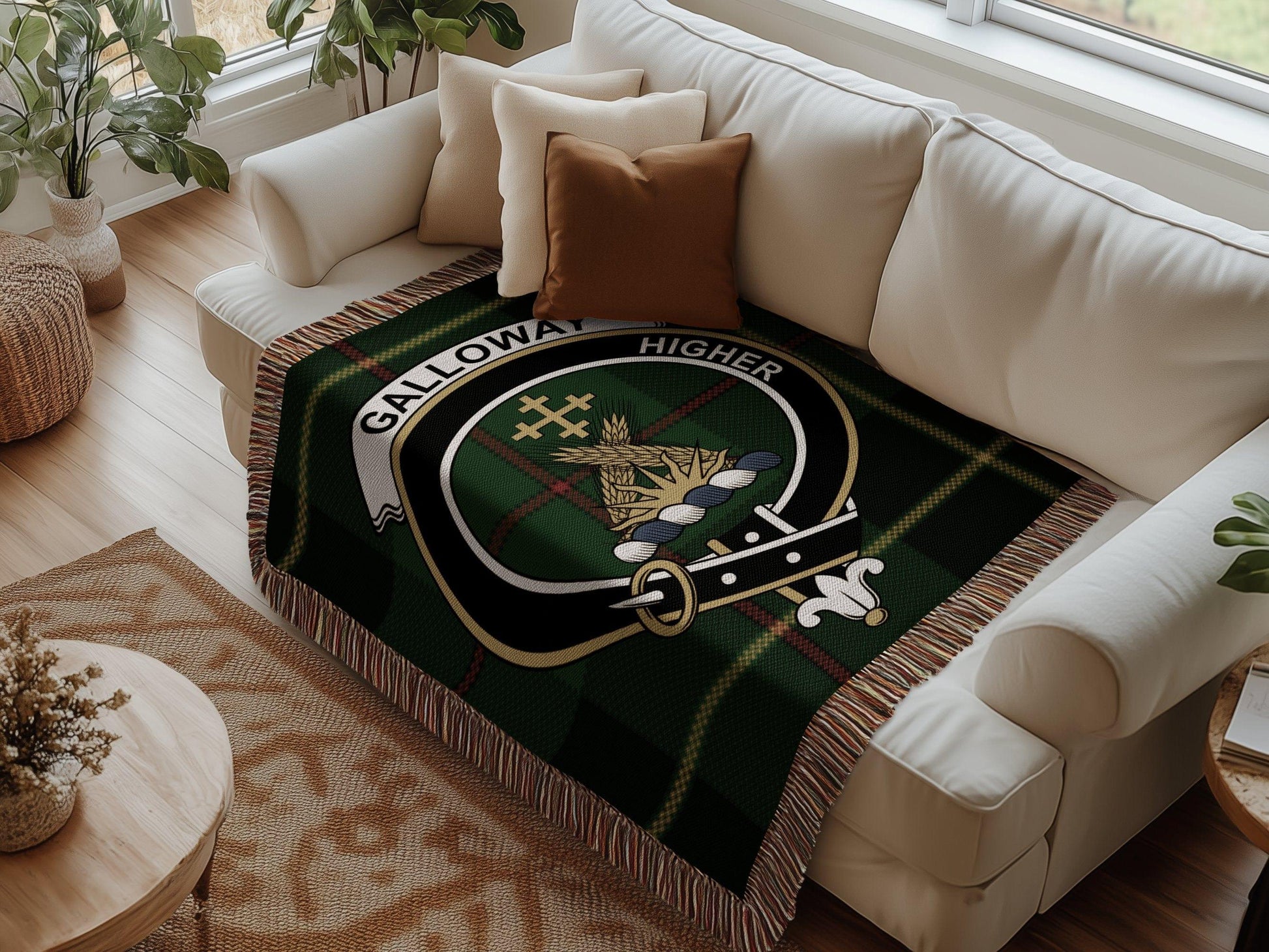 Physical Item Galloway Clan Crest Tartan Scottish Highland Woven Blanket