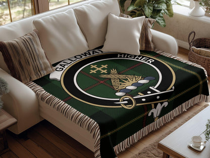 Physical Item Galloway Clan Crest Tartan Scottish Highland Woven Blanket