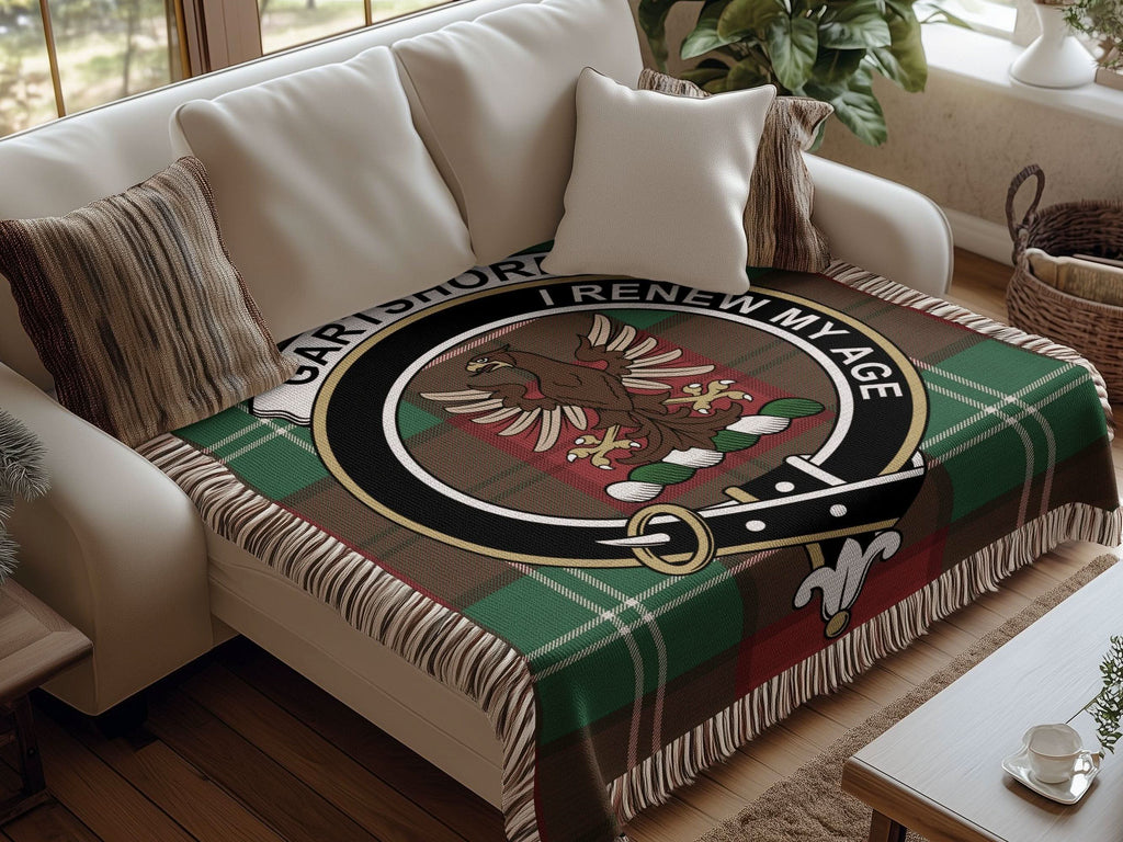 Gartshore Clan Crest Tartan Scottish Woven Blanket - Celtic Ancestry Gifts