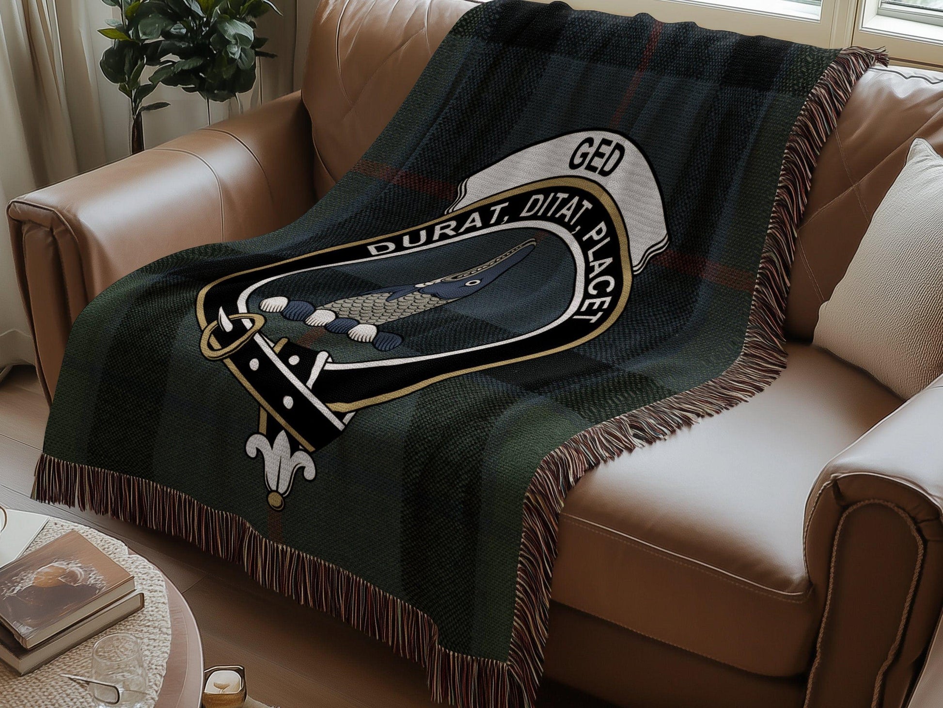 Physical Item Ged Clan Crest Tartan Scottish Woven Blanket