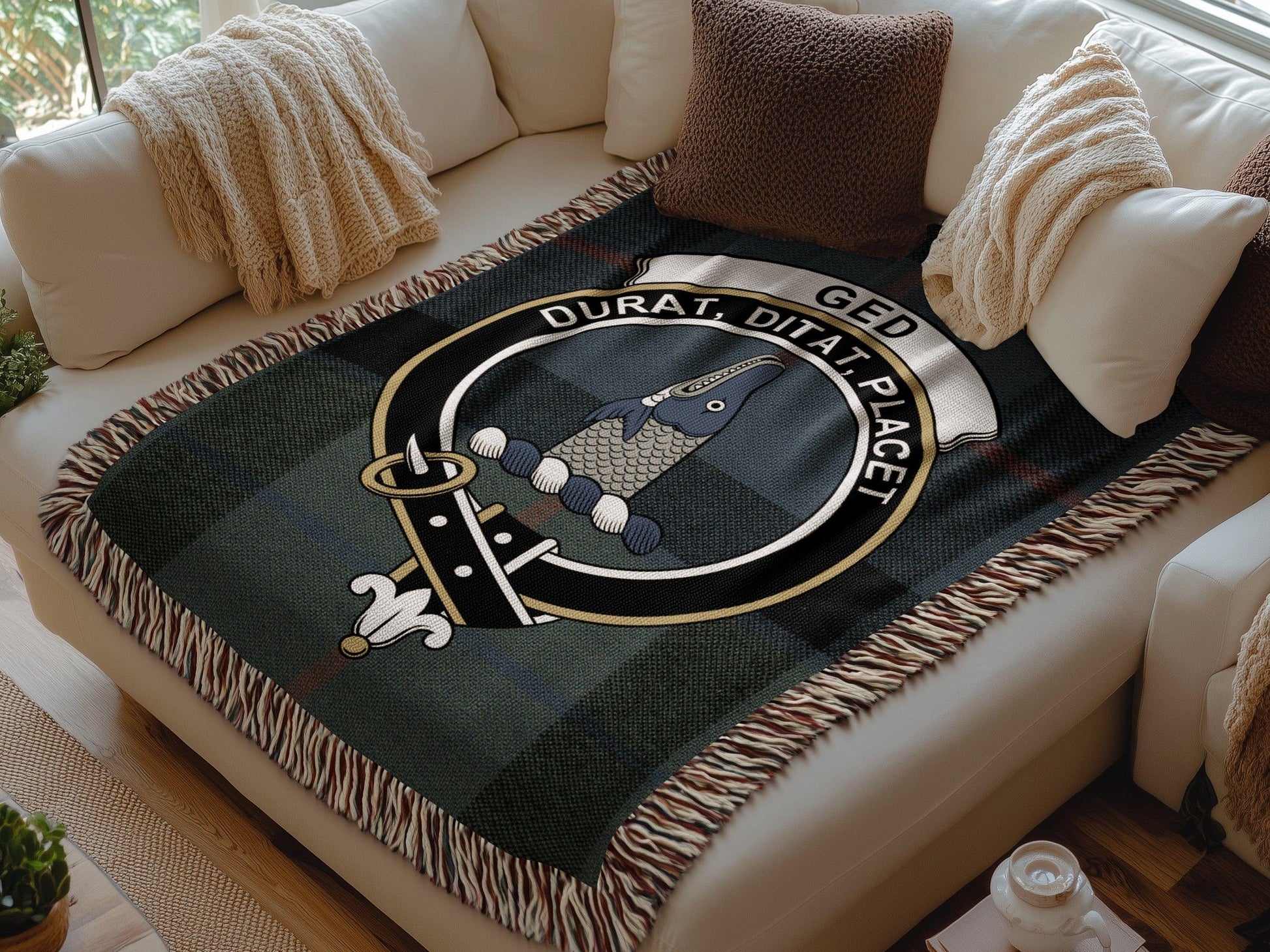 Physical Item Ged Clan Crest Tartan Scottish Woven Blanket